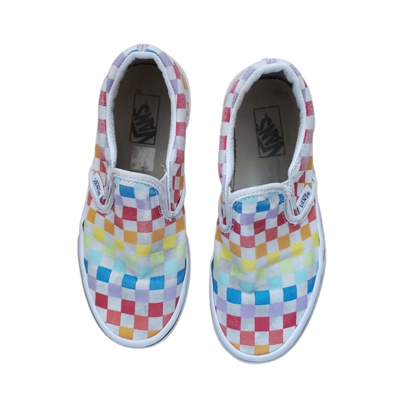 Kids Vans Multi Color Checker Sneakers Size US 2.0 UK1.5 - Picture 2 of 7